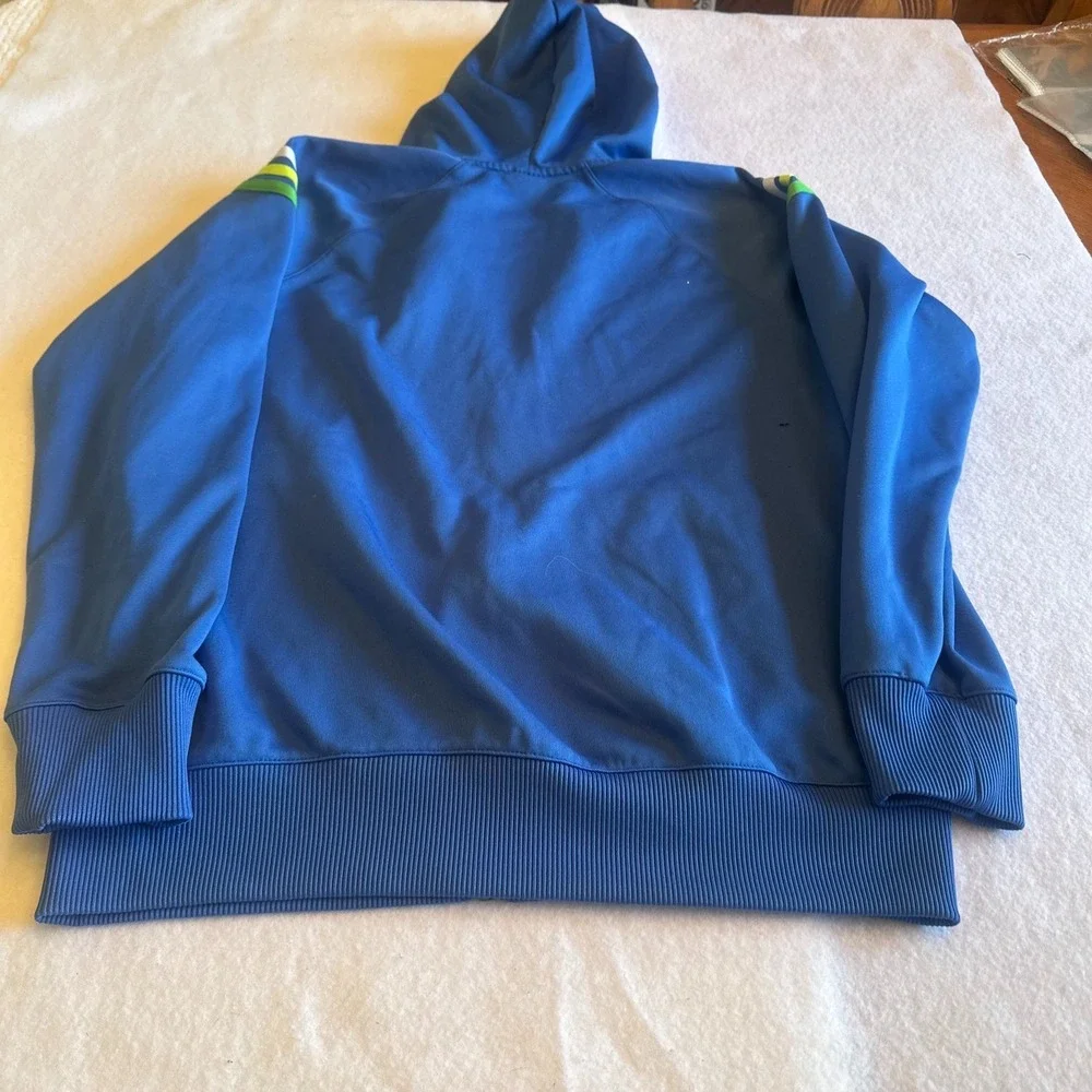 Adidas Mens Full Zip Hoodie M Blue Green White Stripes Track Jacket Athletic